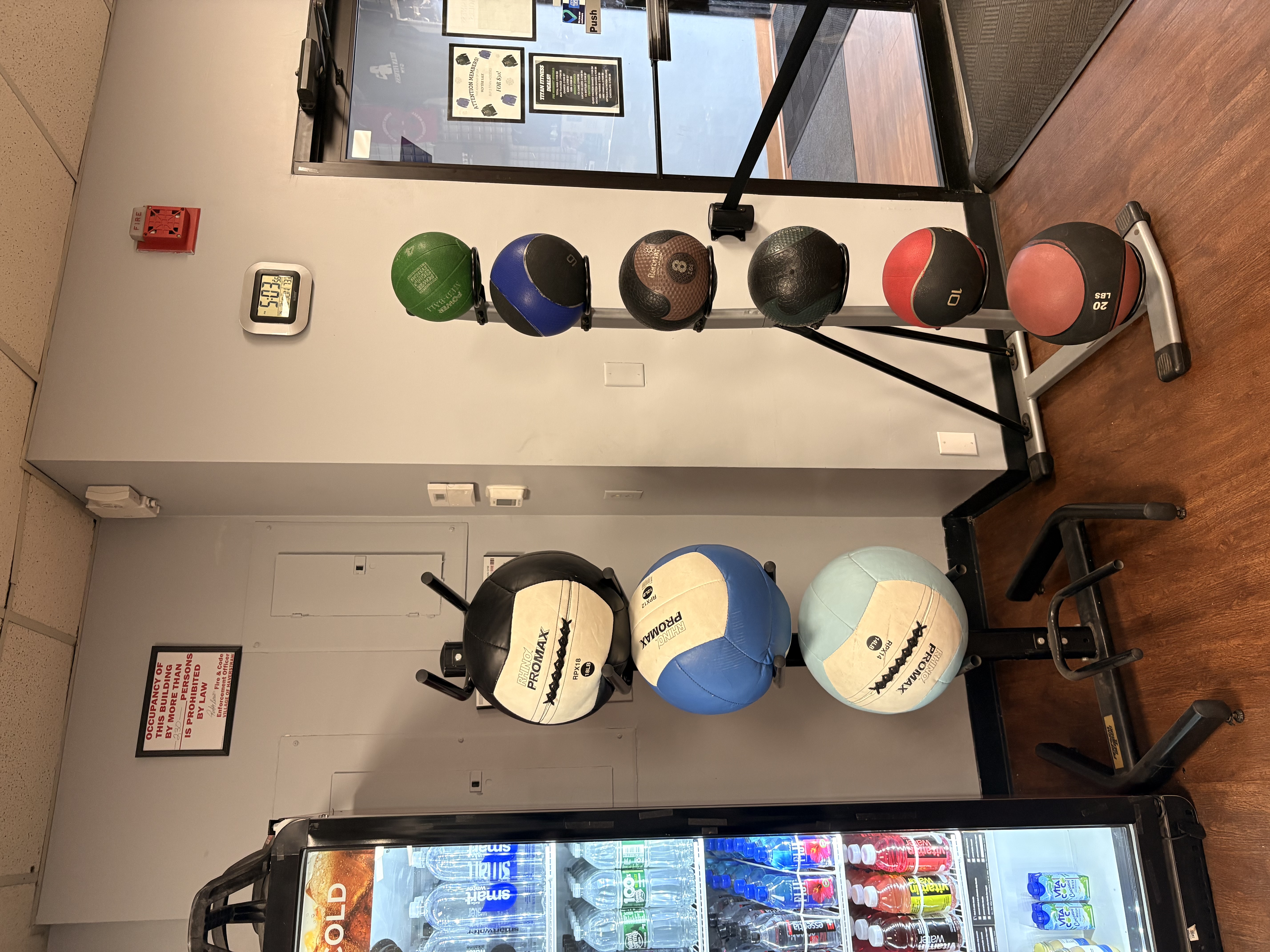 Wall balls and medicine ball rack at Titan Fitness